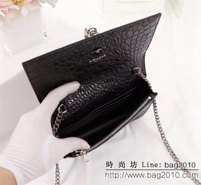 YSL聖羅蘭 爆款 鱷魚紋Saint Laurent 黑色鏈條包 26817-1 YAS1192